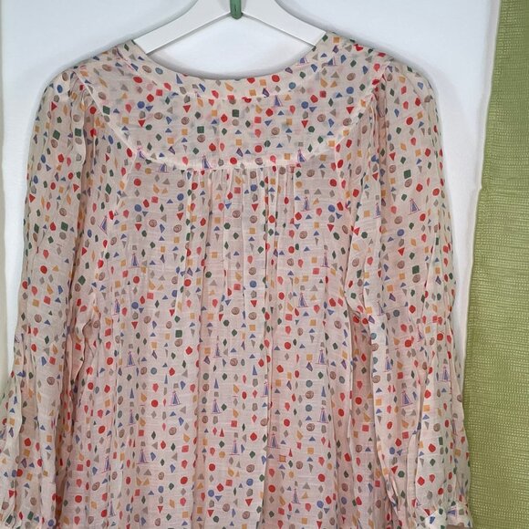 Maeve Paccia Geometric Shapes Button Ruffle Tunic - Picture 5 of 10